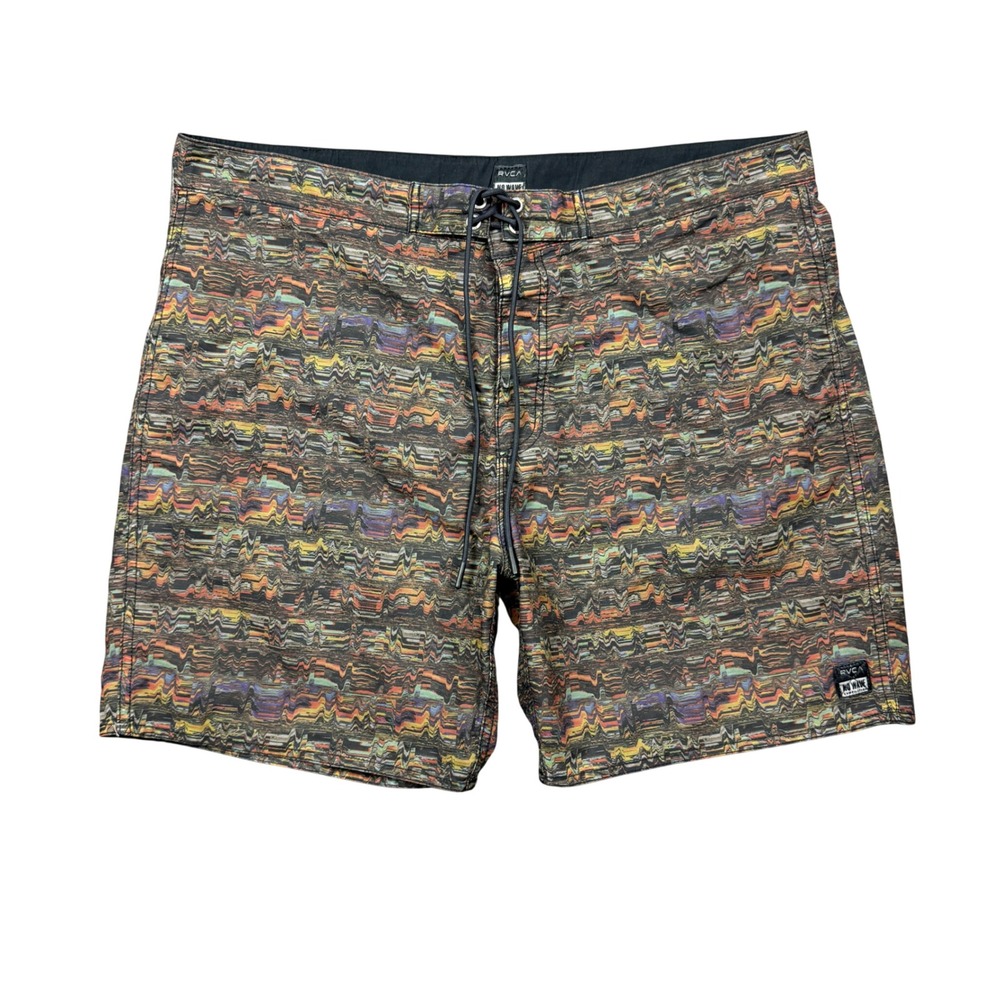 RVCA No Wave Compilation Board Shorts Mens 36 Multi Color Glitch Abstract Surfer